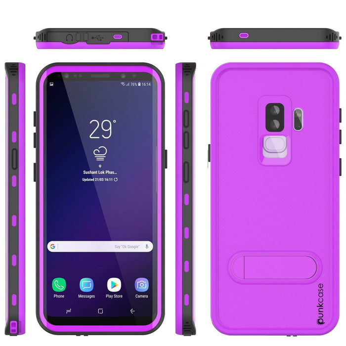 Galaxy S9 Plus Waterproof Case, Punkcase [KickStud Series] Armor Cover [PURPLE] (Color in image: Purple)