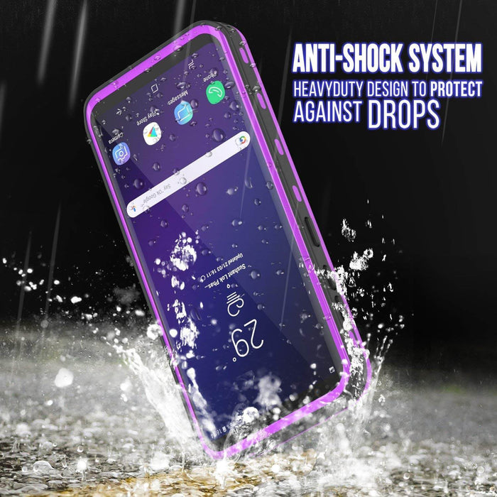 Galaxy S9 Plus Waterproof Case, Punkcase [KickStud Series] Armor Cover [PURPLE] (Color in image: Red)