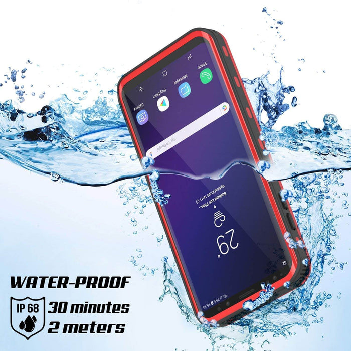 Galaxy S9 Plus Waterproof Case, Punkcase [KickStud Series] Armor Cover [RED] (Color in image: Black)