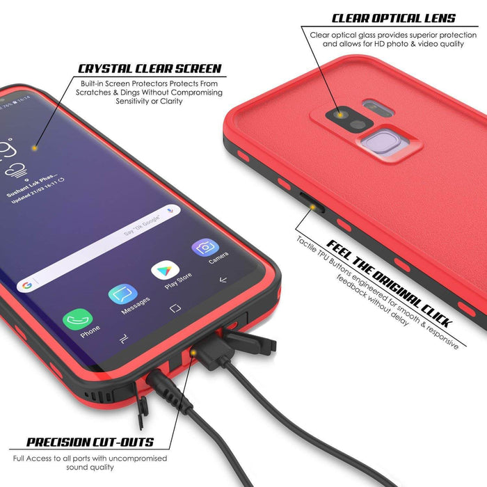 Galaxy S9 Plus Waterproof Case, Punkcase [KickStud Series] Armor Cover [RED] (Color in image: Pink)