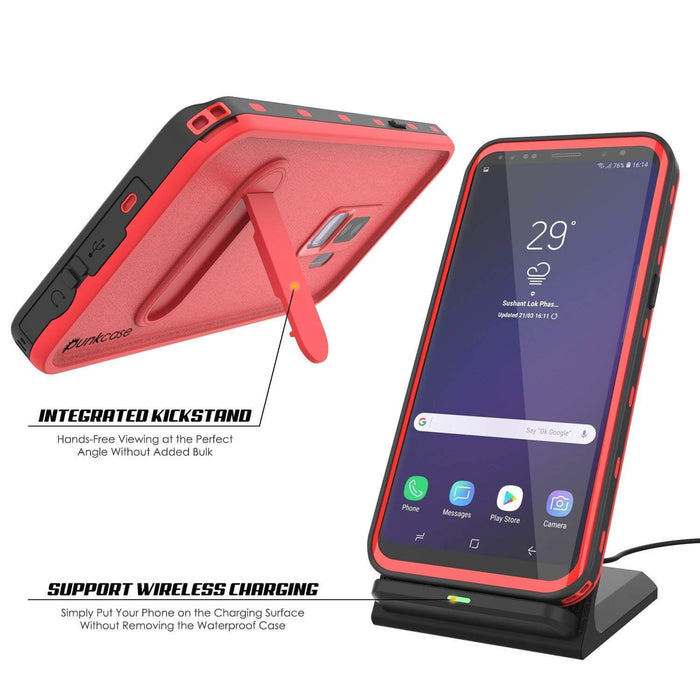 Galaxy S9 Plus Waterproof Case, Punkcase [KickStud Series] Armor Cover [RED] (Color in image: Teal)