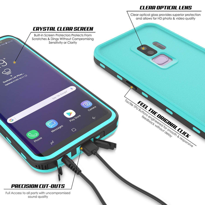 Galaxy S9 Plus Waterproof Case, Punkcase [KickStud Series] Armor Cover [TEAL] (Color in image: White)