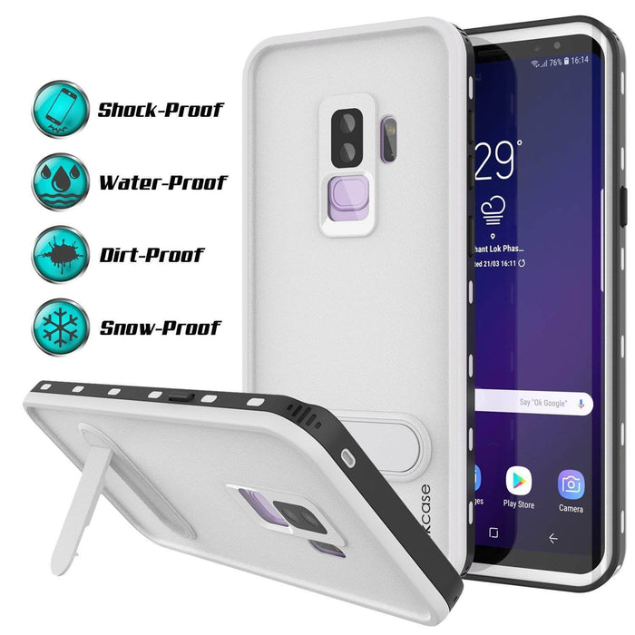 Galaxy S9 Plus Waterproof Case, Punkcase [KickStud Series] Armor Cover [WHITE] (Color in image: Light Blue)