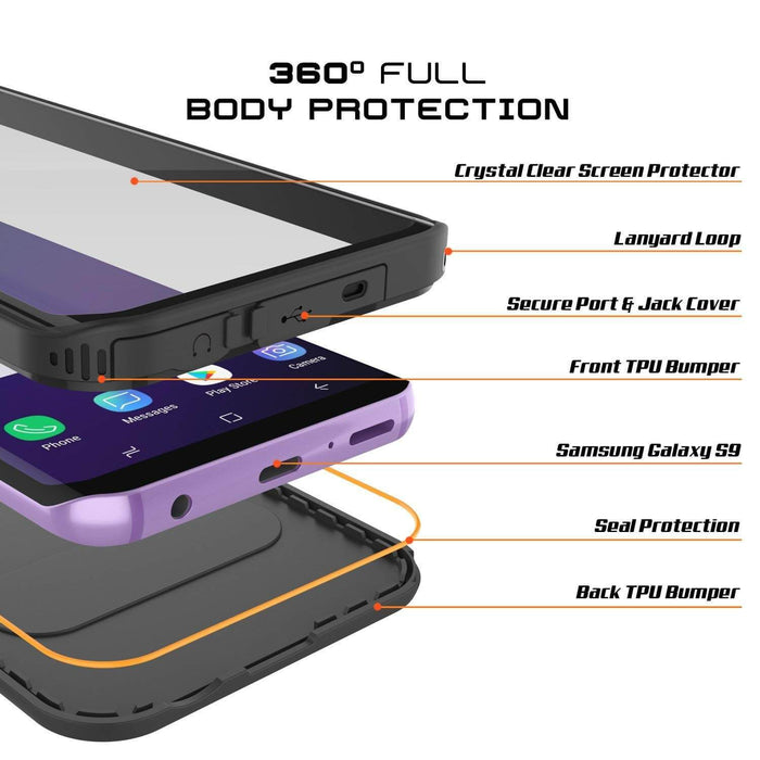 Galaxy S9 Waterproof Case, Punkcase [KickStud Series] Armor Cover [BLACK] (Color in image: Pink)