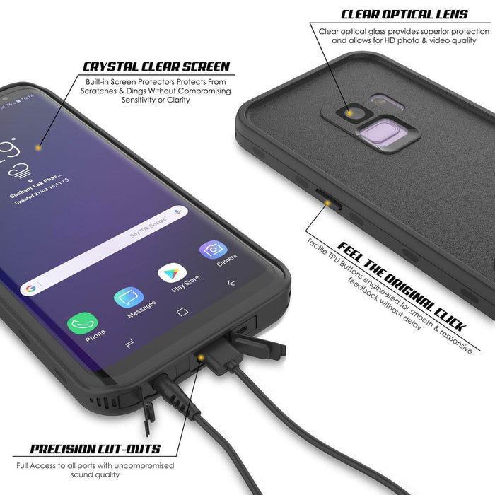Galaxy S9 Waterproof Case, Punkcase [KickStud Series] Armor Cover [BLACK] (Color in image: Teal)