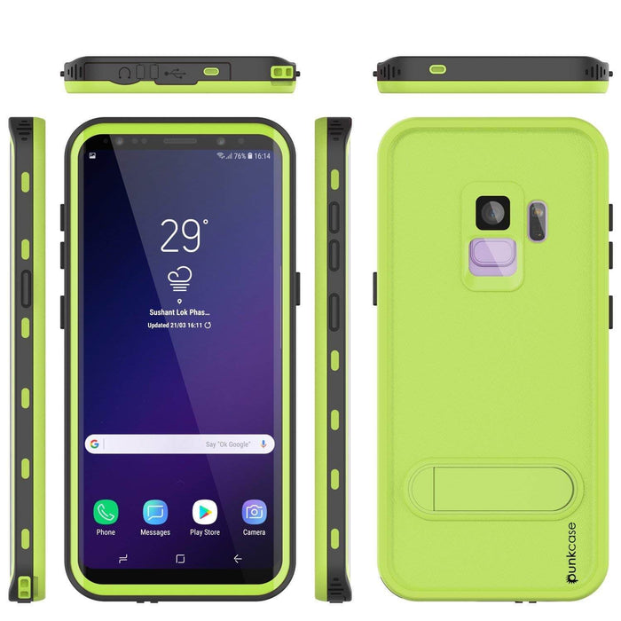 Galaxy S9 Waterproof Case, Punkcase [KickStud Series] Armor Cover [LIGHT GREEN] (Color in image: Green)