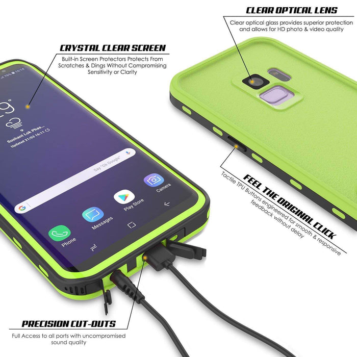 Galaxy S9 Waterproof Case, Punkcase [KickStud Series] Armor Cover [LIGHT GREEN] (Color in image: Pink)