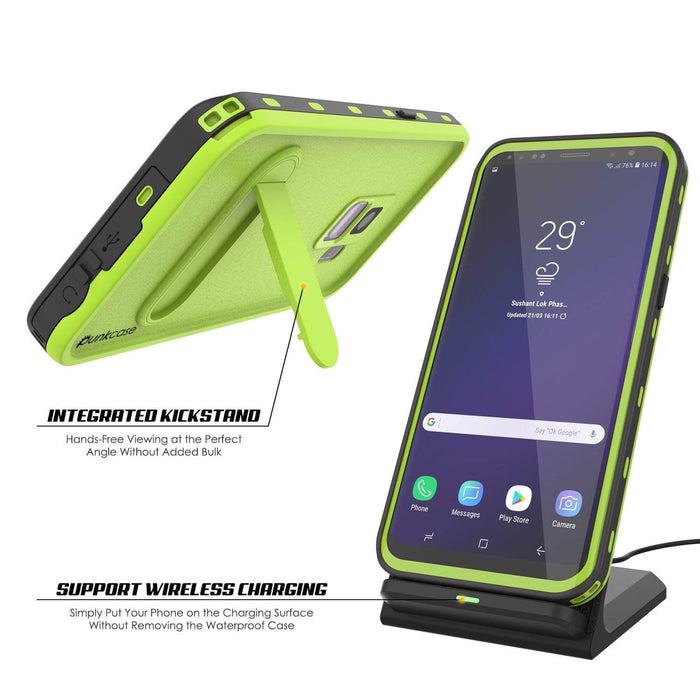Galaxy S9 Waterproof Case, Punkcase [KickStud Series] Armor Cover [LIGHT GREEN] (Color in image: Light Blue)