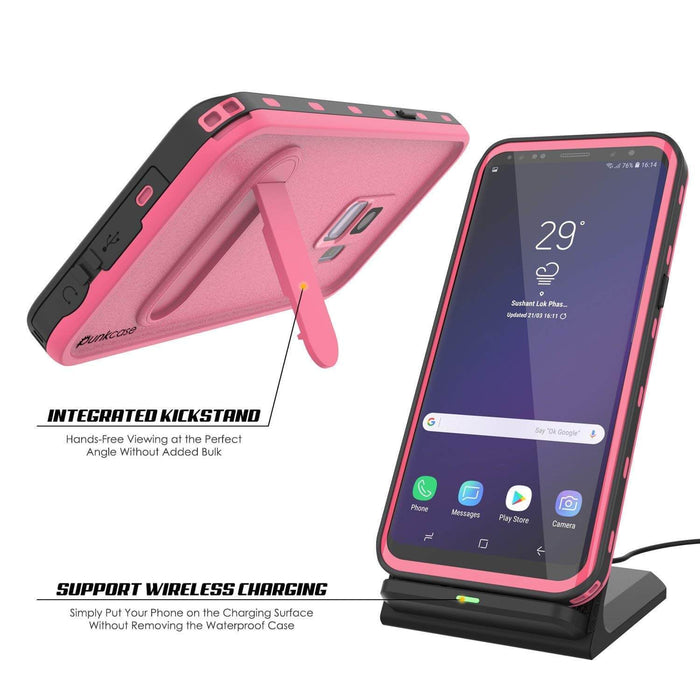 Galaxy S9 Waterproof Case, Punkcase [KickStud Series] Armor Cover [PINK] (Color in image: Teal)