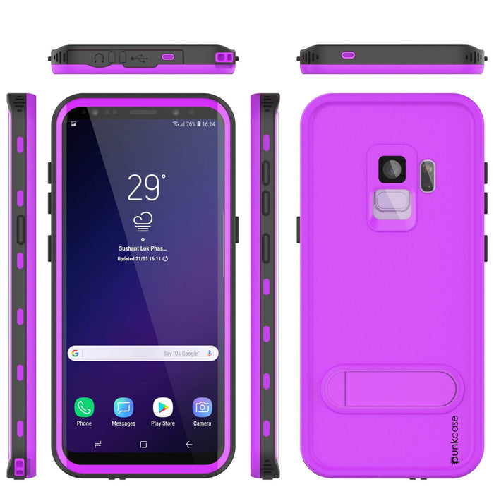 Galaxy S9 Waterproof Case, Punkcase [KickStud Series] Armor Cover [PURPLE] (Color in image: Purple)
