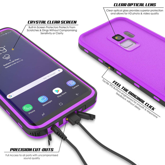 Galaxy S9 Waterproof Case, Punkcase [KickStud Series] Armor Cover [PURPLE] (Color in image: Teal)