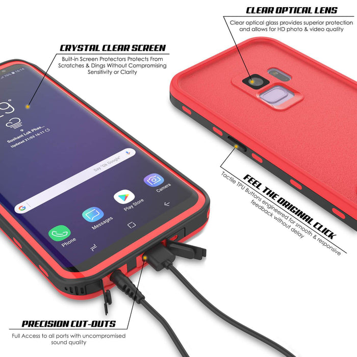 Galaxy S9 Waterproof Case, Punkcase [KickStud Series] Armor Cover [RED] (Color in image: Pink)