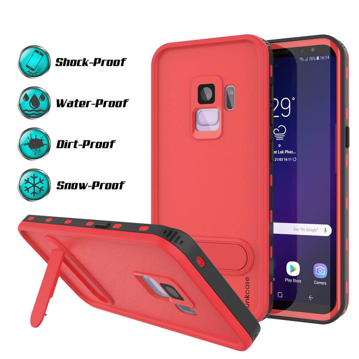 Galaxy S9 Waterproof Case, Punkcase [KickStud Series] Armor Cover [RED] (Color in image: Teal)