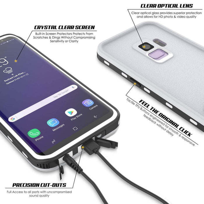 Galaxy S9 Waterproof Case, Punkcase [KickStud Series] Armor Cover [WHITE] (Color in image: Black)