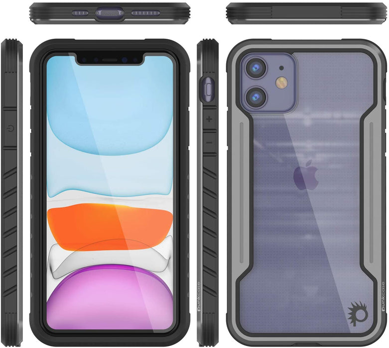 Punkcase iPhone 12 Mini ravenger Case Protective Military Grade Multilayer Cover [Grey-Black] 