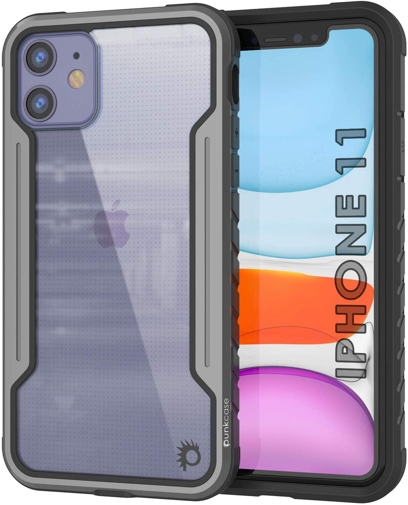 Punkcase iPhone 12 ravenger Case Protective Military Grade Multilayer Cover [Grey-Black] (Color in image: Grey-Black)