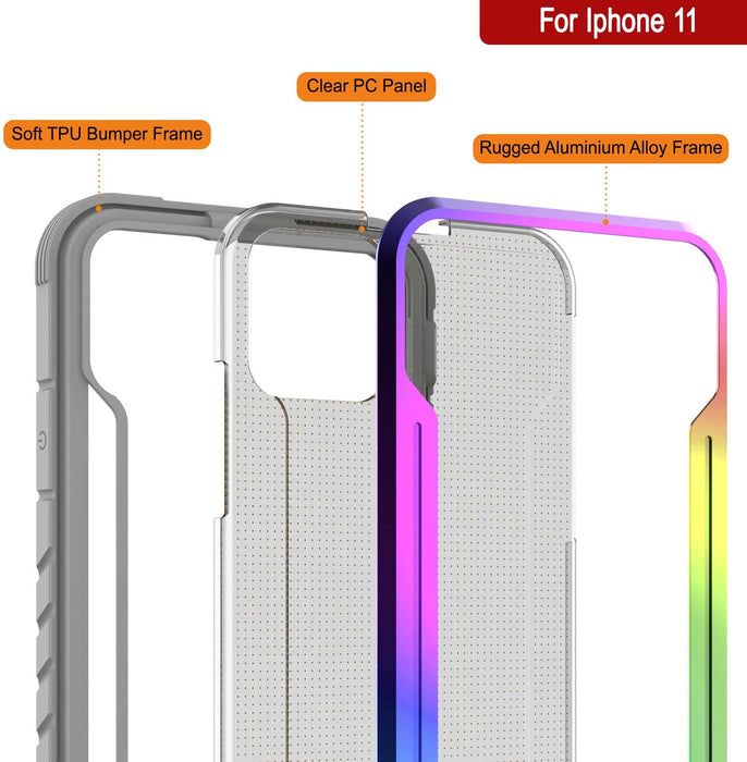 Punkcase iPhone 12 Mini ravenger Case Protective Military Grade Multilayer Cover [Rainbow] (Color in image: Grey-Black)