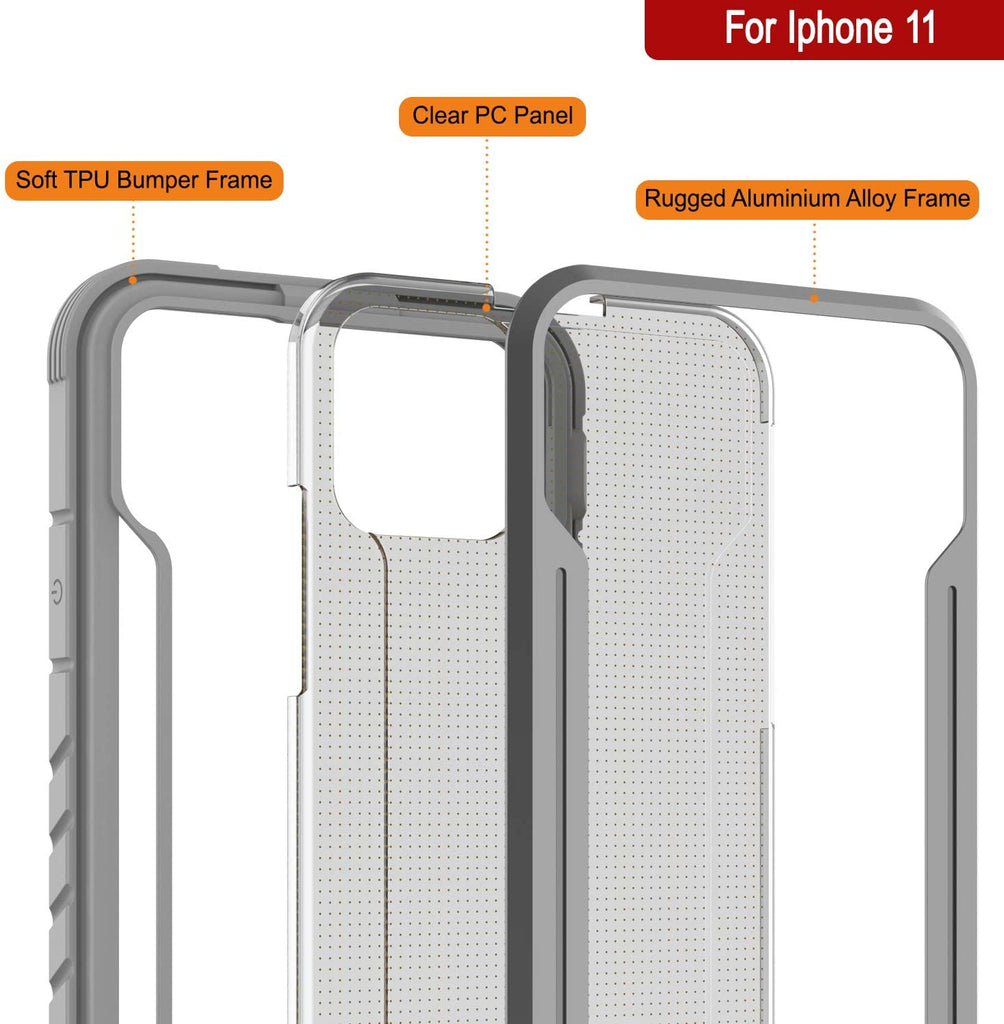 Punkcase iPhone 12 ravenger Case Protective Military Grade Multilayer Cover [Grey] (Color in image: Rainbow)