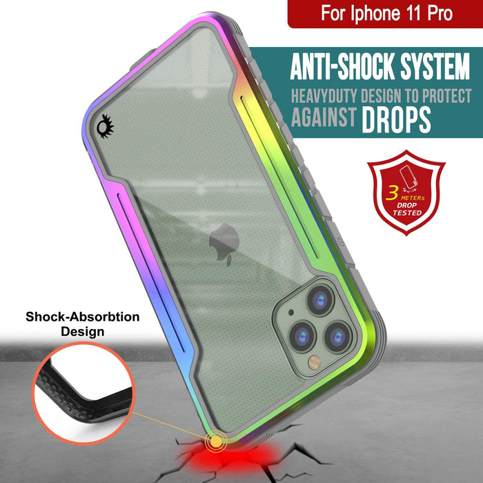 Punkcase iPhone 11 Pro ravenger Case Protective Military Grade Multilayer Cover [Rainbow] (Color in image: Grey)