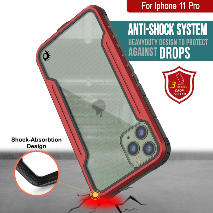 Punkcase iPhone 11 Pro ravenger Case Protective Military Grade Multilayer Cover [Red] (Color in image: Grey)