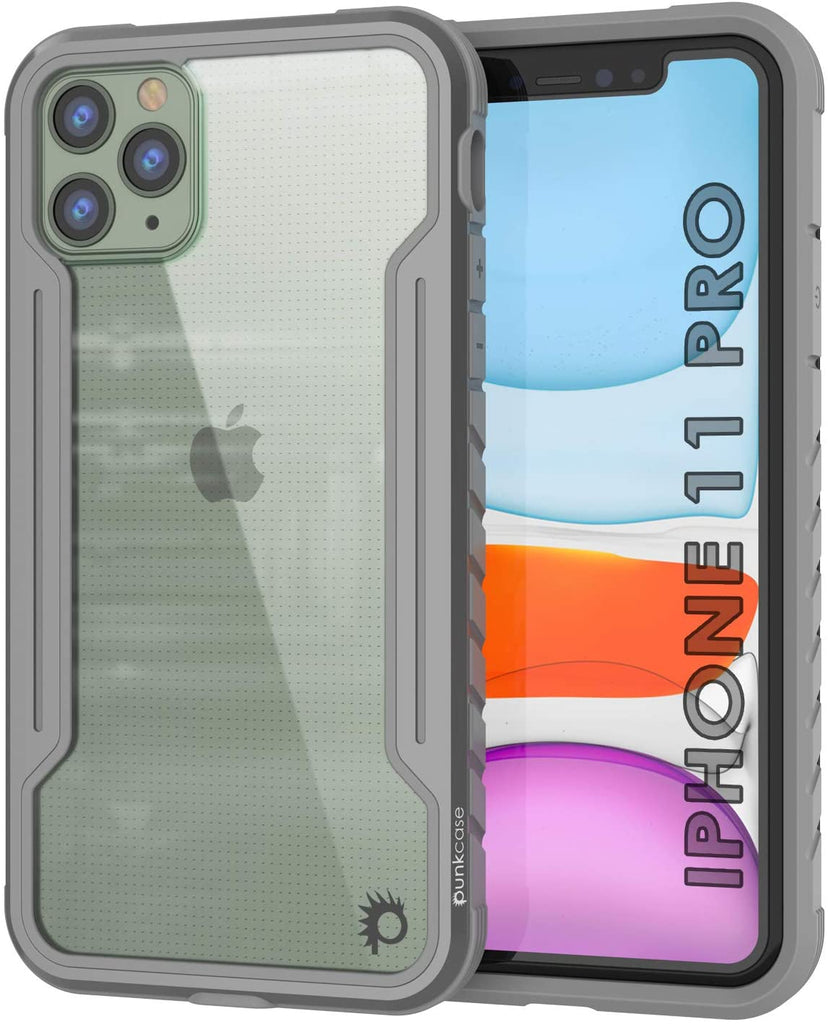 Punkcase iPhone 12 Pro ravenger Case Protective Military Grade Multilayer Cover [Grey] (Color in image: Grey)