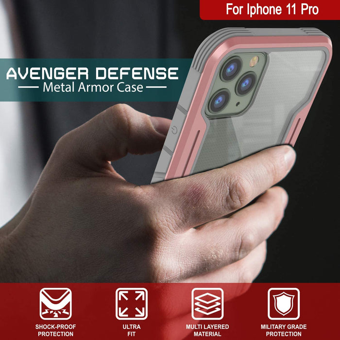 Punkcase iPhone 11 Pro ravenger Case Protective Military Grade Multilayer Cover [Rose-Gold] (Color in image: Grey-Black)