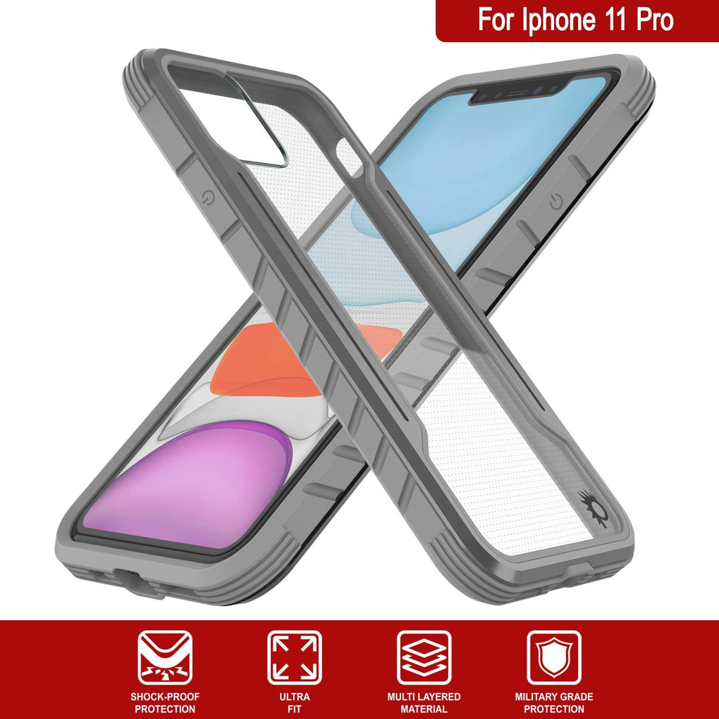 Punkcase iPhone 12 Pro ravenger Case Protective Military Grade Multilayer Cover [Grey] (Color in image: Grey-Black)