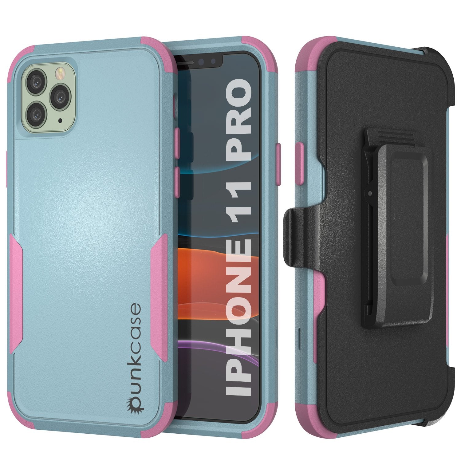 Punkcase for iPhone 11 Pro Belt Clip Multilayer Holster Case [Patron Series] [Mint-Pink] (Color in image: Mint-Pink)