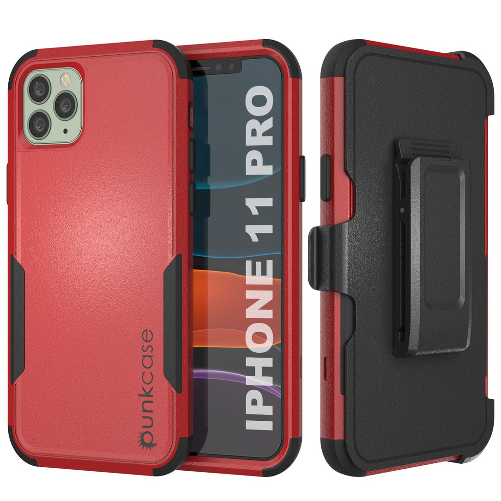 Punkcase for iPhone 11 Pro Belt Clip Multilayer Holster Case [Patron Series] [Red-Black] (Color in image: Red-Black)