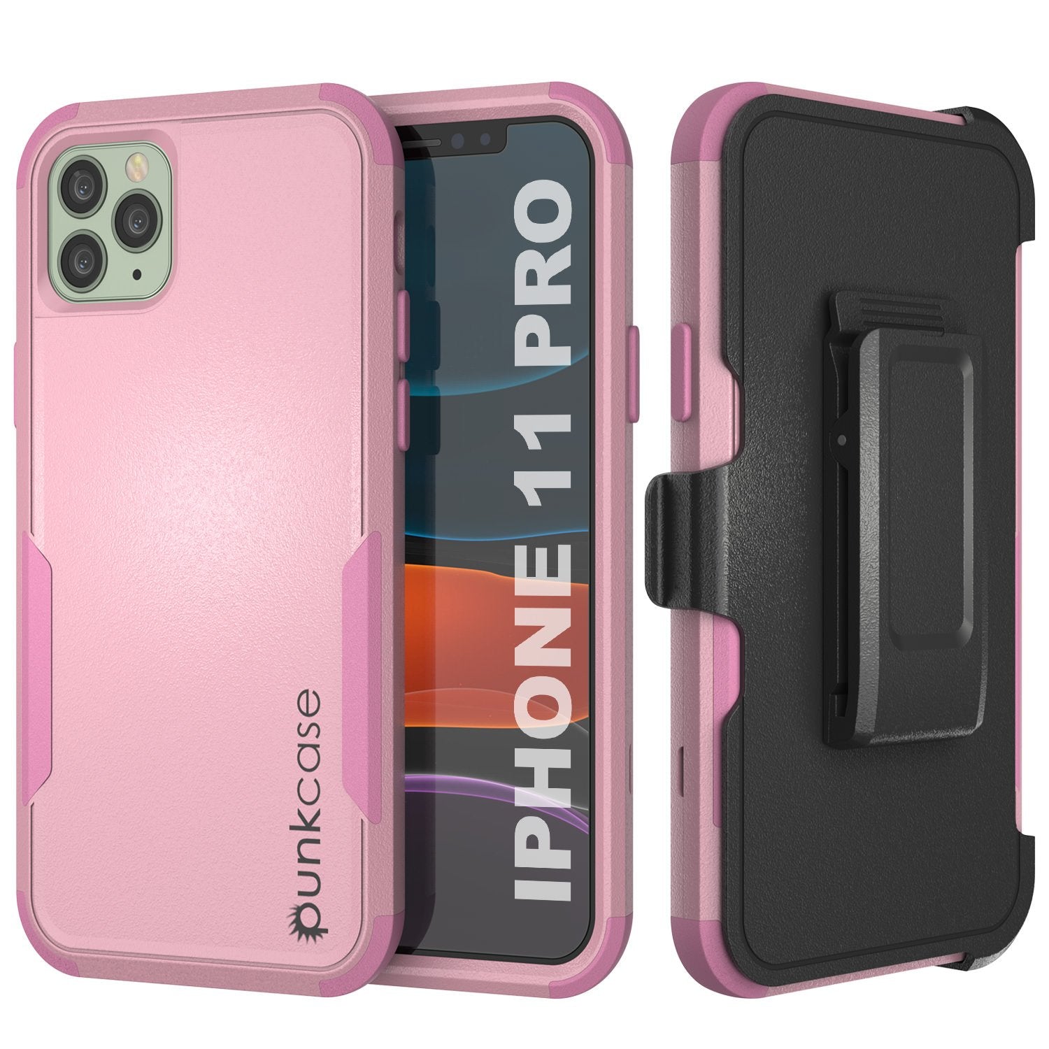 Punkcase for iPhone 11 Pro Belt Clip Multilayer Holster Case [Patron Series] [Pink] (Color in image: Pink)