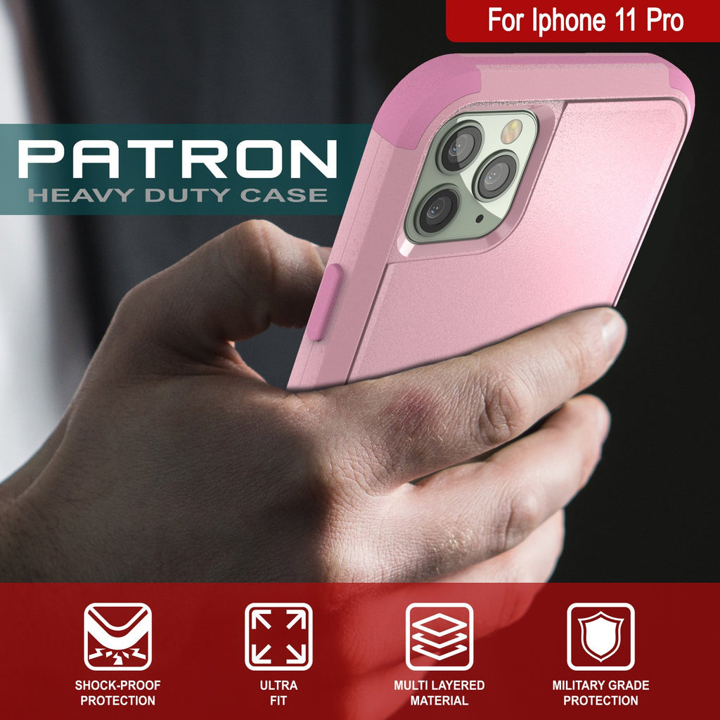 Punkcase for iPhone 11 Pro Belt Clip Multilayer Holster Case [Patron Series] [Pink] (Color in image: Red-Black)