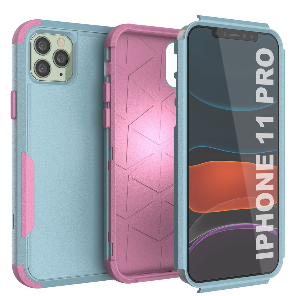 Punkcase for iPhone 11 Pro Belt Clip Multilayer Holster Case [Patron Series] [Mint-Pink] 