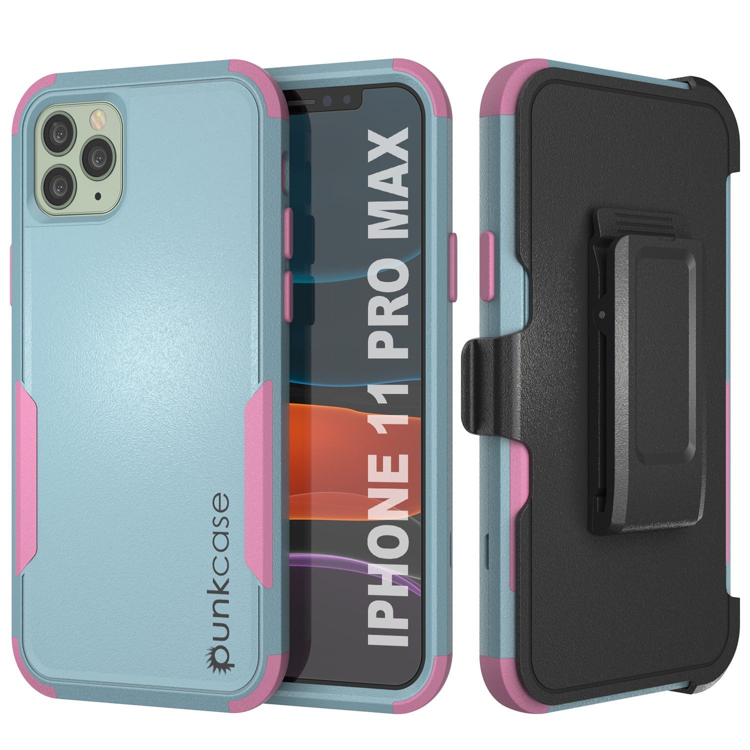 Punkcase for iPhone 11 Pro Max Belt Clip Multilayer Holster Case [Patron Series] [Mint-Pink] (Color in image: Mint-Pink)