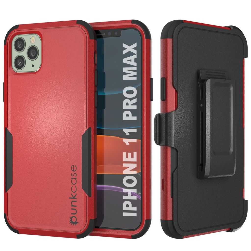 Punkcase for iPhone 11 Pro Max Belt Clip Multilayer Holster Case [Patron Series] [Red-Black] (Color in image: Red-Black)