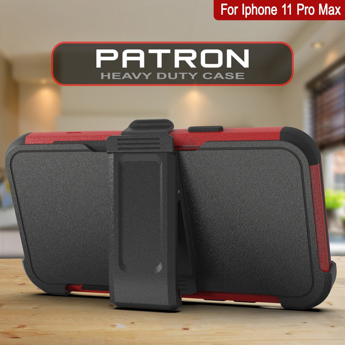 Punkcase for iPhone 11 Pro Max Belt Clip Multilayer Holster Case [Patron Series] [Red-Black] (Color in image: Mint-Pink)