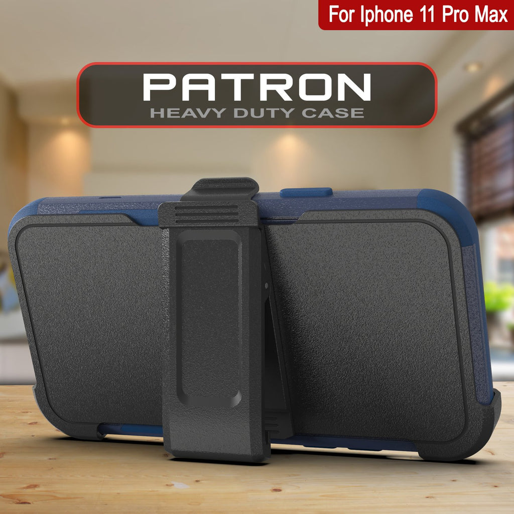 Punkcase for iPhone 11 Pro Max Belt Clip Multilayer Holster Case [Patron Series] [Navy] (Color in image: Black)