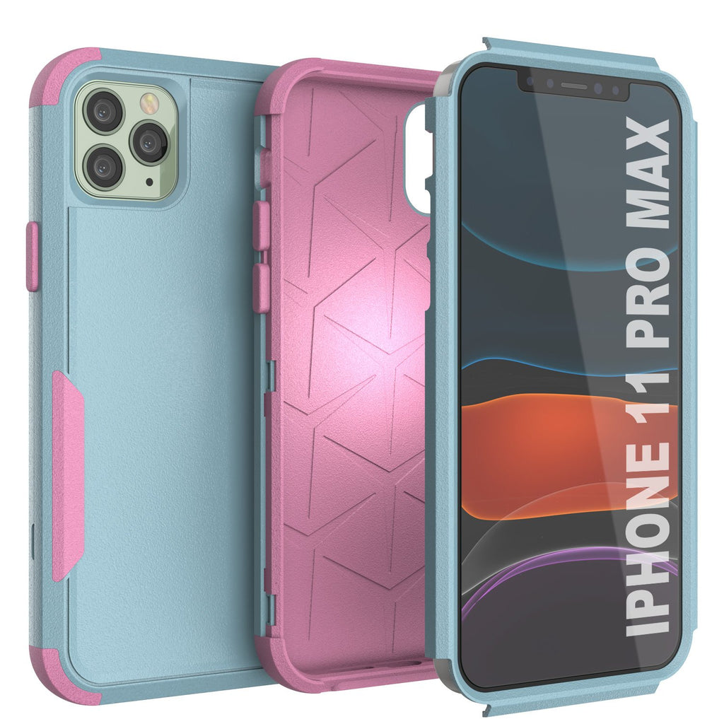 Punkcase for iPhone 11 Pro Max Belt Clip Multilayer Holster Case [Patron Series] [Mint-Pink] 