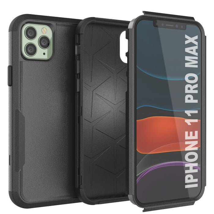Punkcase for iPhone 11 Pro Max Belt Clip Multilayer Holster Case [Patron Series] [Black] 