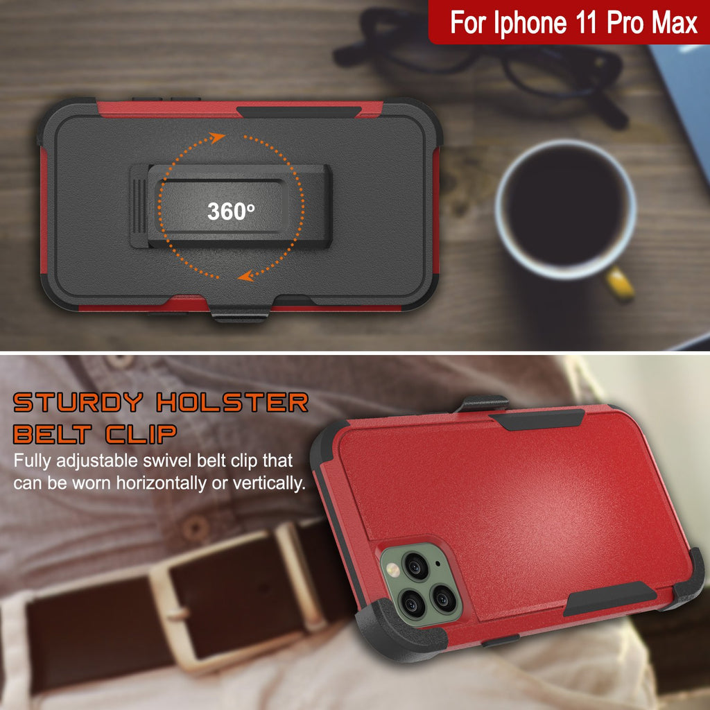Punkcase for iPhone 11 Pro Max Belt Clip Multilayer Holster Case [Patron Series] [Red-Black] 