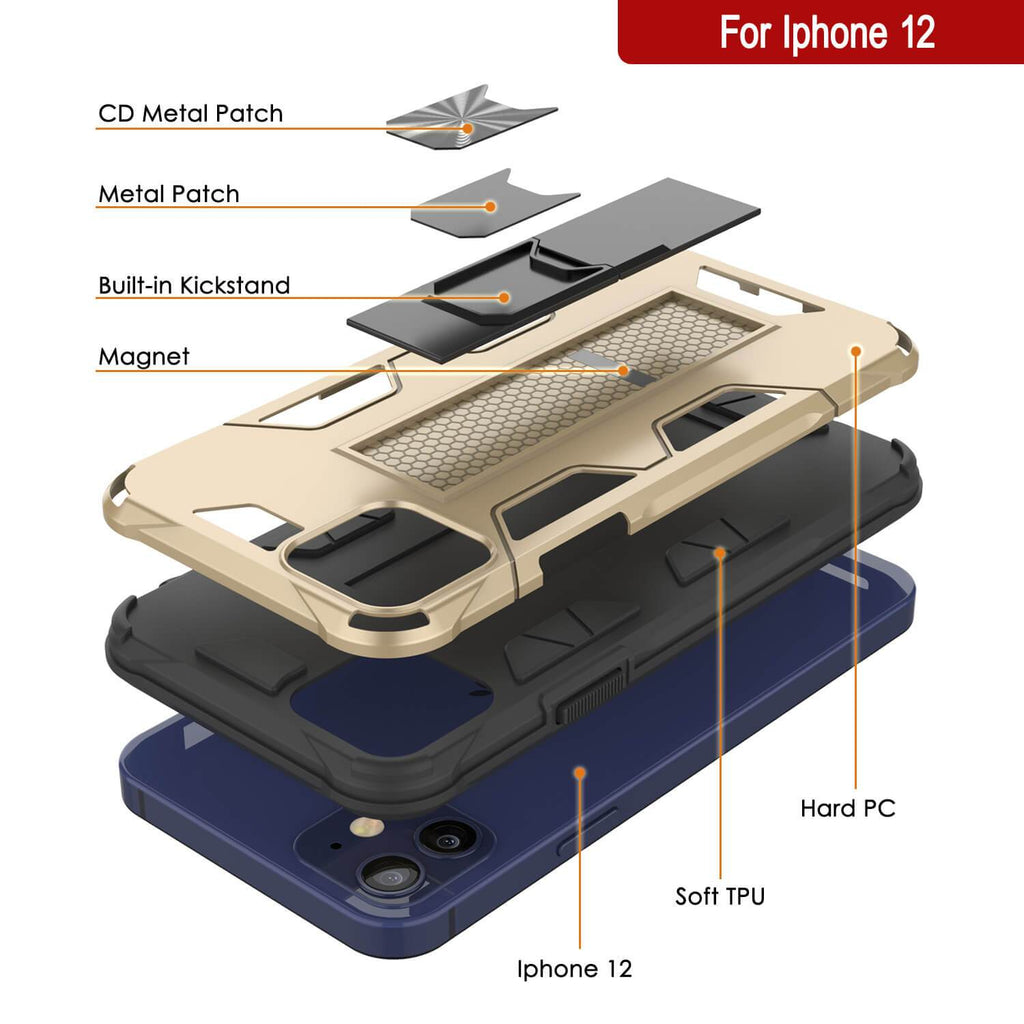 Punkcase iPhone 12 Case [ArmorShield Series] Military Style Protective Dual Layer Case Gold (Color in image: Rose Gold)