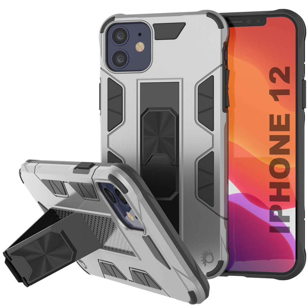 Punkcase iPhone 12 Case [ArmorShield Series] Military Style Protective Dual Layer Case Silver (Color in image: Silver)