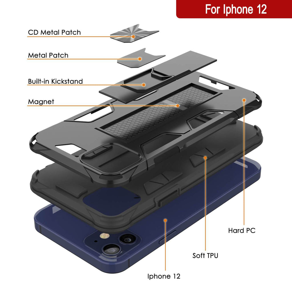 Punkcase iPhone 12 Case [ArmorShield Series] Military Style Protective Dual Layer Case Black (Color in image: Navy Blue)
