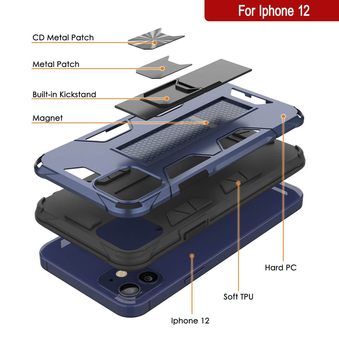 Punkcase iPhone 12 Case [ArmorShield Series] Military Style Protective Dual Layer Case Navy-Blue (Color in image: Gold)