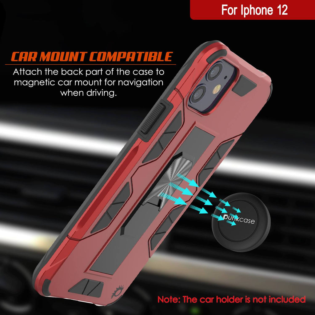Punkcase iPhone 12 Case [ArmorShield Series] Military Style Protective Dual Layer Case Red (Color in image: Navy Blue)