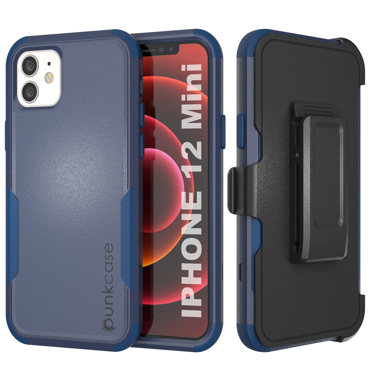 Punkcase for iPhone 12 Mini Belt Clip Multilayer Holster Case [Patron Series] [Navy] (Color in image: Navy)