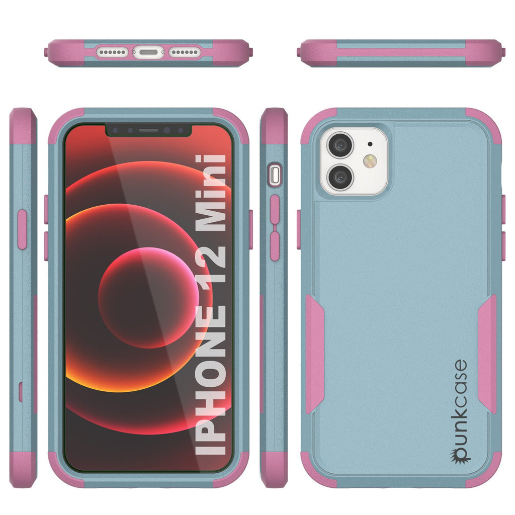 Punkcase for iPhone 12 Mini Belt Clip Multilayer Holster Case [Patron Series] [Mint-Pink] (Color in image: Navy)