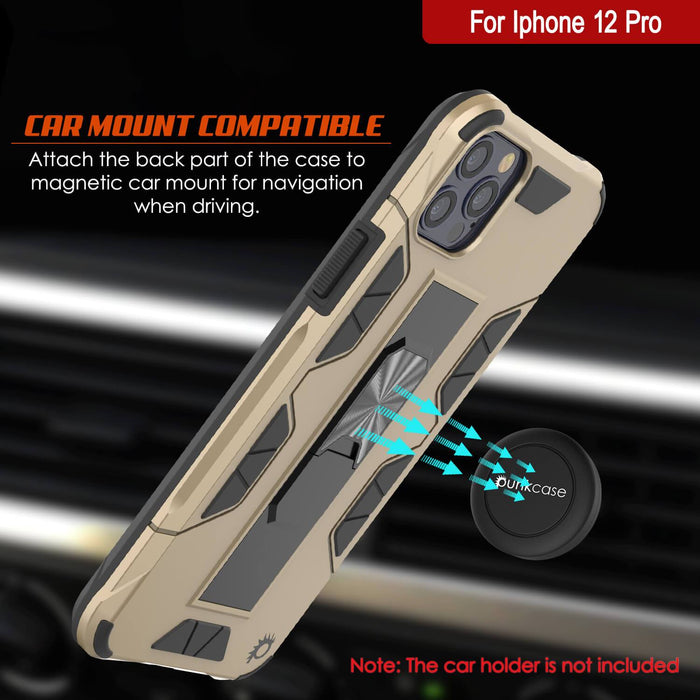 Punkcase iPhone 12 Pro Case [ArmorShield Series] Military Style Protective Dual Layer Case Gold (Color in image: Silver)