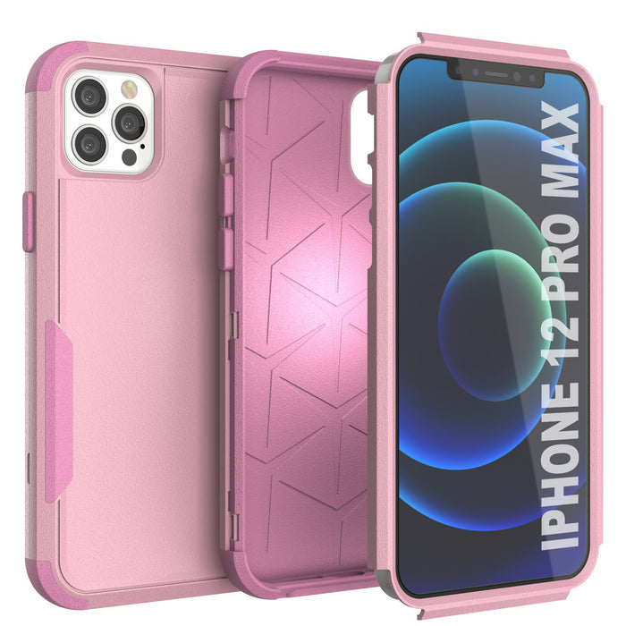 Punkcase for iPhone 12 Pro Max Belt Clip Multilayer Holster Case [Patron Series] [Pink] (Color in image: Pink)