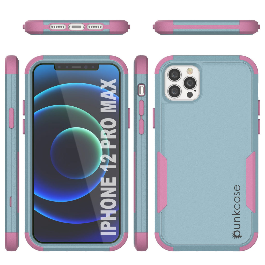 Punkcase for iPhone 12 Pro Max Belt Clip Multilayer Holster Case [Patron Series] [Mint-Pink] (Color in image: Navy)