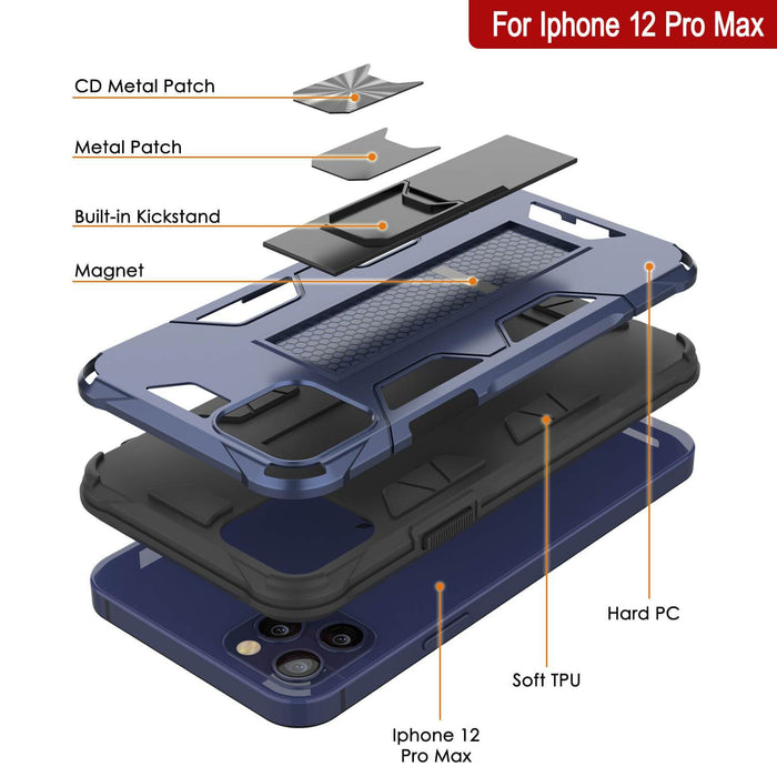 Punkcase iPhone 12 Pro Max Case [ArmorShield Series] Military Style Protective Dual Layer Case Navy-Blue (Color in image: Gold)